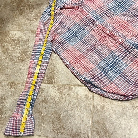 Westbound Red White Blue Plaid Long Sleeve Button Down Cotton Top XL - Picture 4 of 7